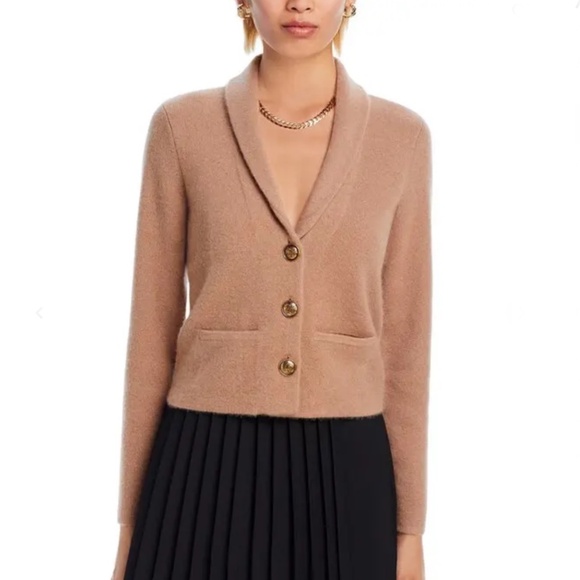 Luxurious 100% Cashmere Novelty Button Blazer By Aqua in Camel / Tan - Picture 1 of 4